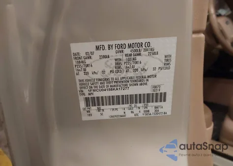 2008 Ford Escape Limited из США, поврежденный, VIN 1FMCU04158KA17277